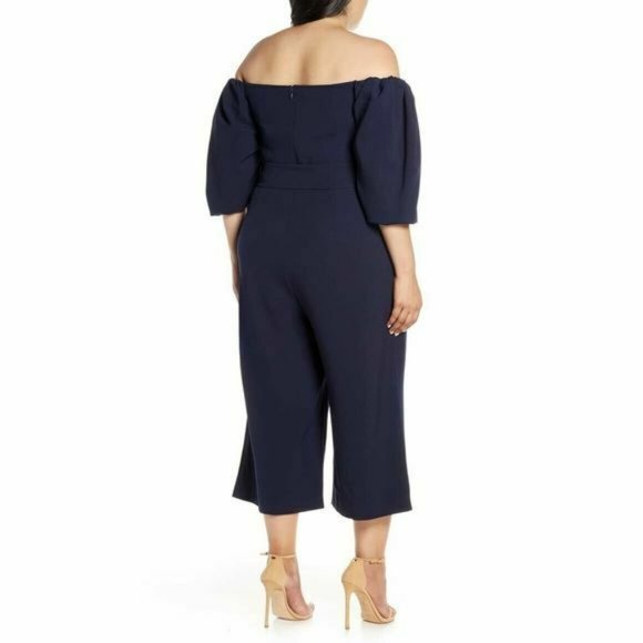 Chelsea28 Blue Puff Sleeve Off The Shoulder - Picture 2 of 4